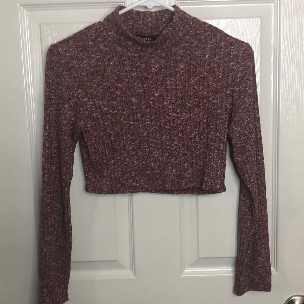 Boohoo Cropped Long Sleeve Shirt